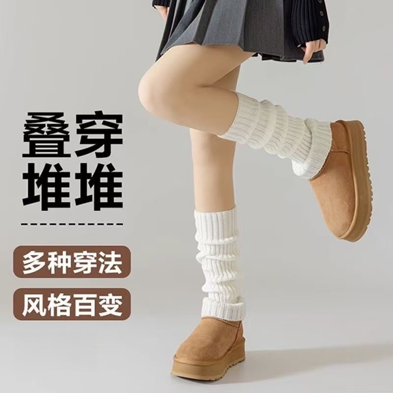 灰色袜套女款春秋针织腿套堆堆袜搭配鲨鱼裤小腿袜子秋冬季长筒袜