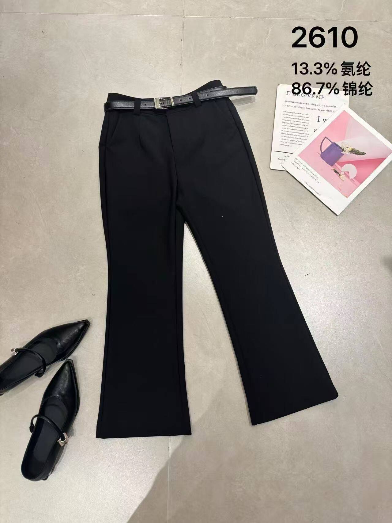 春季新款欧货时尚修身显瘦百搭超好看小个子九分微喇西装休闲裤女