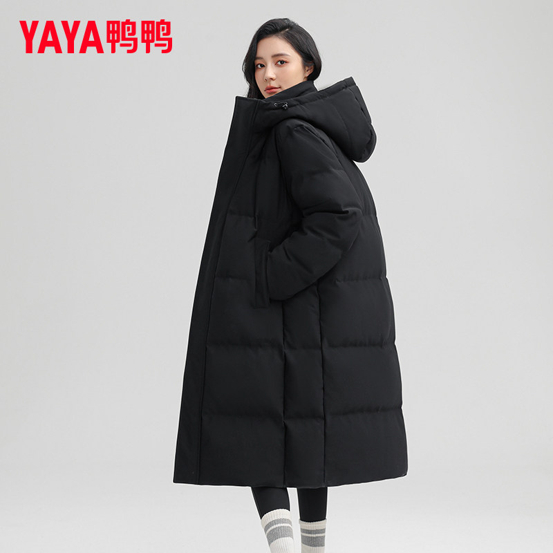 鸭鸭官方羽绒服男女同款中长款过膝冬季2024新款加厚品牌情侣外套