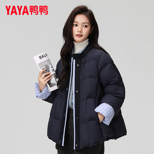鸭鸭短款圆领加厚羽绒服
