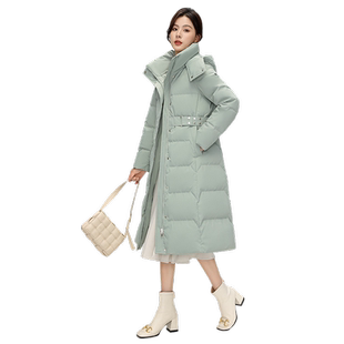 鸭鸭女士羽绒服冬2023新款时尚休闲连帽长款加厚羽绒服保暖外套XB