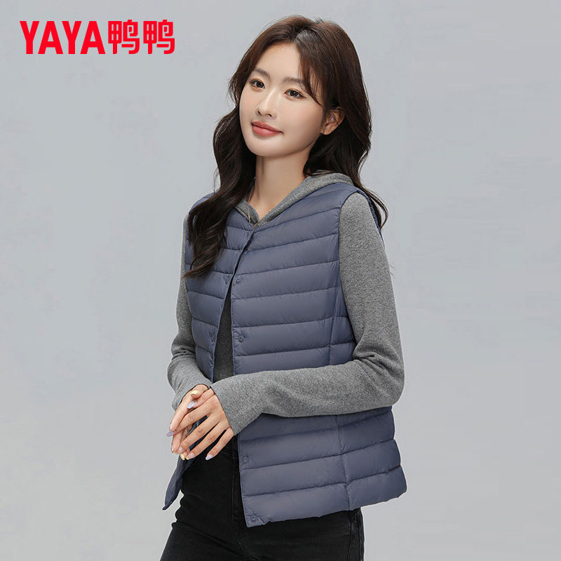 鸭鸭短款立领羽绒马夹
