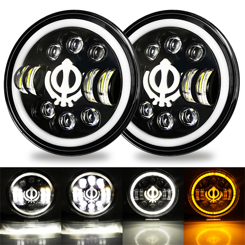 天使眼7寸牧马人海盗花LED大灯