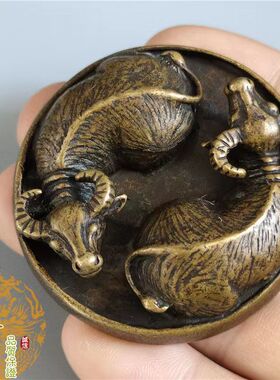实心牛转乾坤黄铜招财桌面