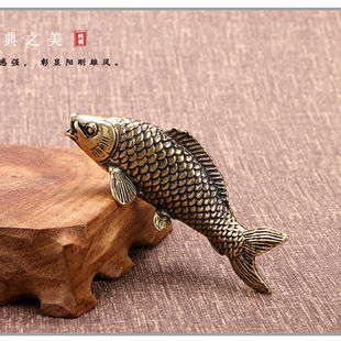 仿古做旧铜器实心黄铜铜鲤鱼小摆件迷你小鱼儿铜艺小鲤鱼铜鱼