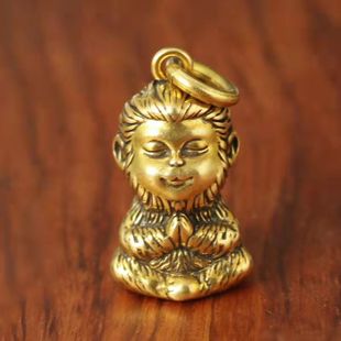 黄铜孙悟空吊坠铜生肖猴子黄铜美猴王汽车钥匙扣挂件大圣纯铜摆件