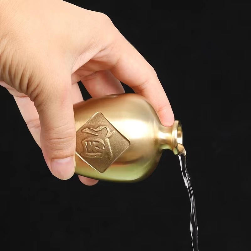 纯铜酒壶摆件迷你小铜酒壶家用供佛酒杯酒器中式创意礼品小酒坛