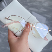 专业网上配近视眼镜女可配度数闪光超轻纯钛中学生多边形眼镜框架