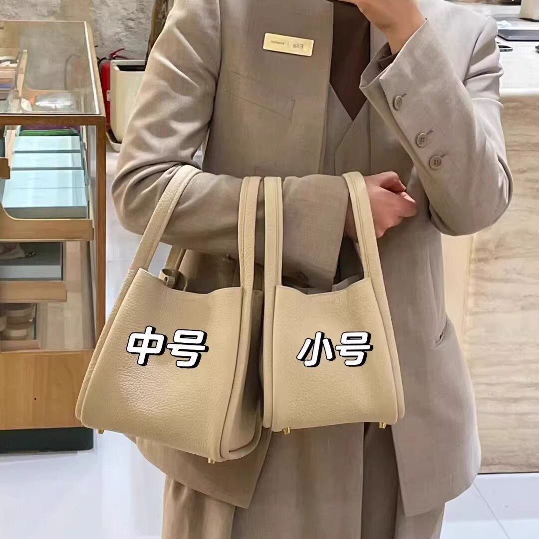 山下系列松菜篮子包包牛皮大容量通勤单肩斜挎手提水桶包亲子包包