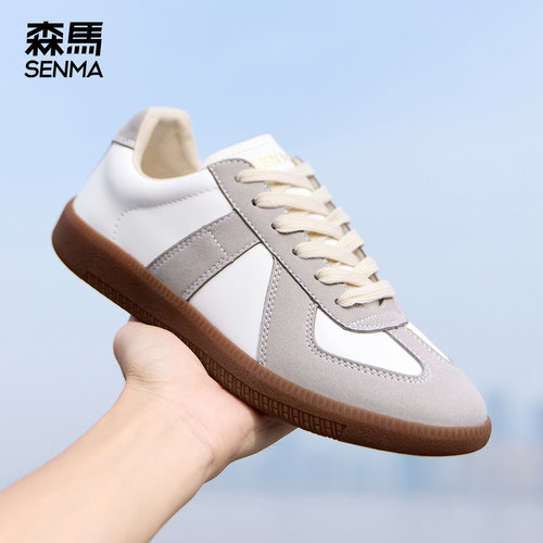 森马复古德训鞋女2025新款百搭网红潮流平底情侣板鞋圆头休闲鞋子