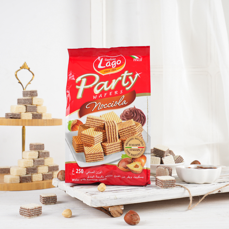 意大利进口lago爱利地榛子味威化饼干休闲零食小吃榛仁香脆好吃