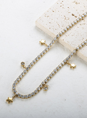 INS风欧美网红跨境4A级锆石项链