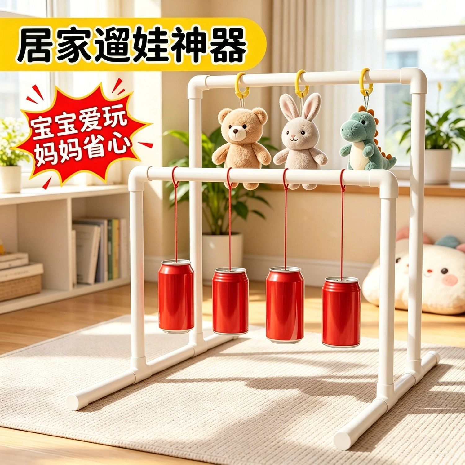 pvc管玩具架PVC婴儿健身支架DIY手工吊杆水管1-3-6个月塑料管哄娃