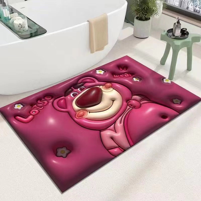 3d立体ins风网红膨胀图案小花可爱卡通软硅藻泥吸水地垫卫生间门口