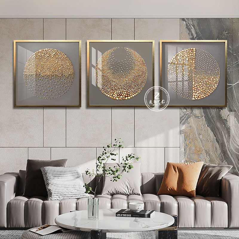 轻奢石来运转装饰画餐客厅沙发背景墙壁画现代抽象玄关立体挂画
