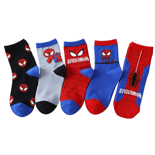 蜘蛛侠袜子男童春秋款全棉袜儿童塞罗奥特曼小男孩宝宝秋冬大黄蜂