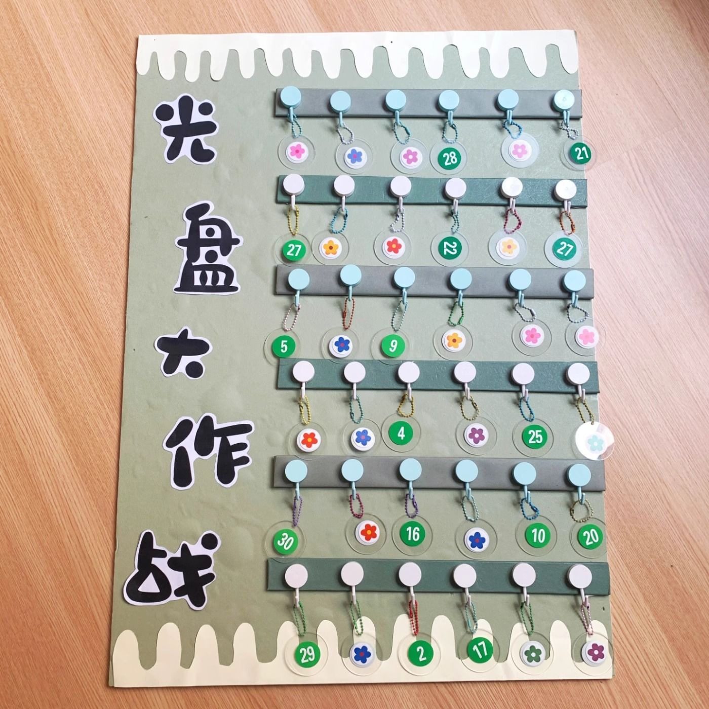 幼儿园森系光碟行动环创签到墙进区域规则角打卡牌小班值日生挂牌