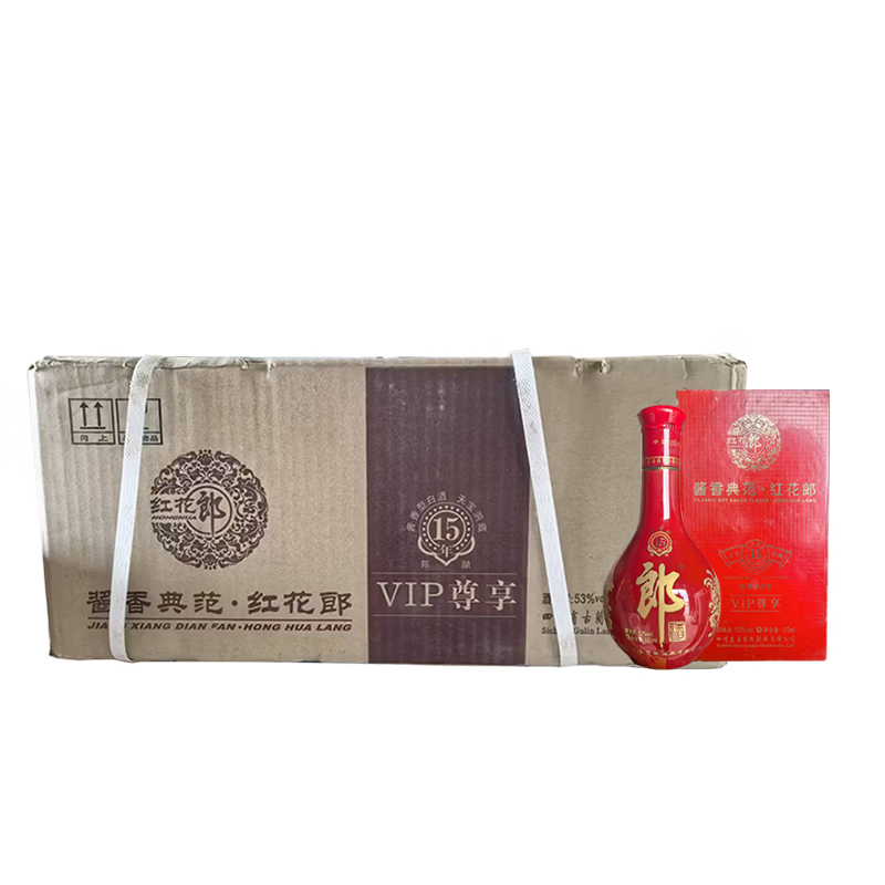 2012年红花郎 十五年VIP 酱香型白酒 53度 100毫升*20瓶整箱装