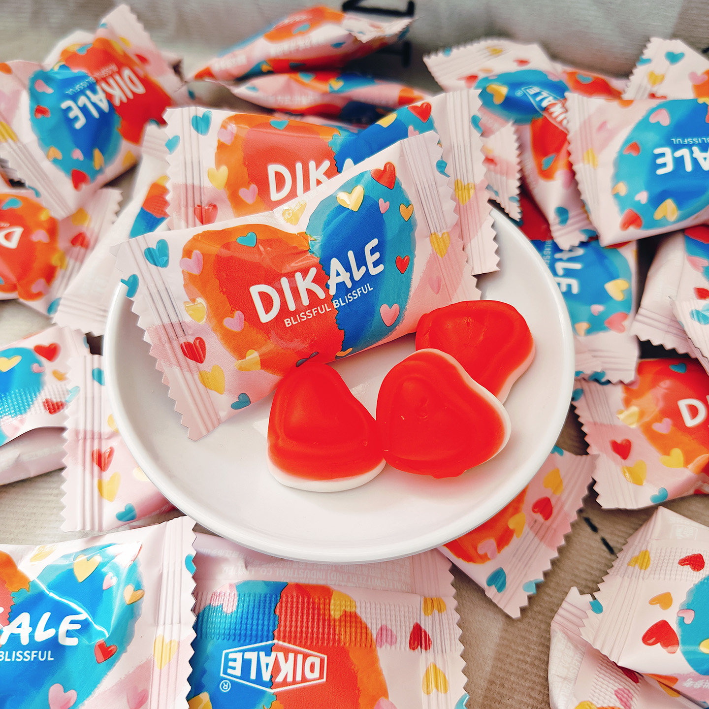 DIKALE甜蜜限定心型橡皮糖招待糖婚庆喜糖解馋软糖小吃订婚宴年货