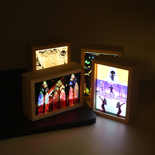 亚克力动漫卡砖发光相框LED发光灯盒底座支架收纳水晶砖相框架子