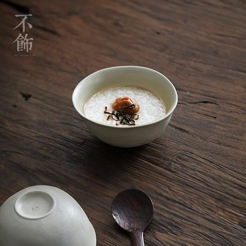不饰【初素米饭碗】米色粗陶