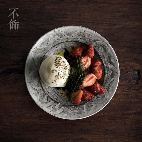 不饰【侘寂肌理盘】太阳纹沙拉盘