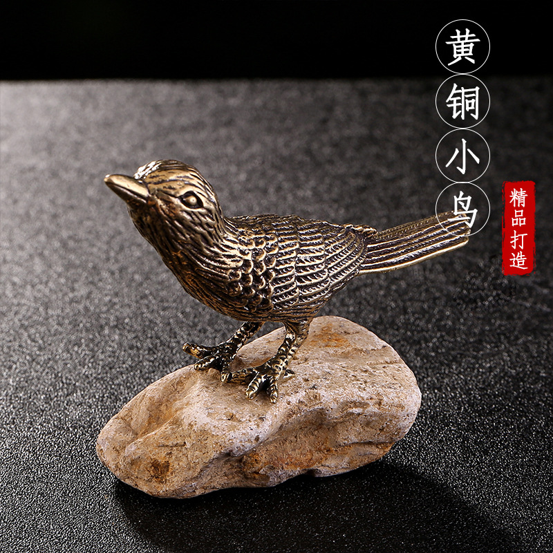 纯铜实心复古喜鹊鸟摆件小鸟铜器手把件家居摆件装饰工艺品礼品