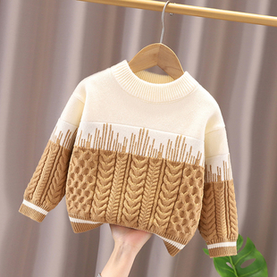 男童加绒加厚毛衣秋冬装小童宝宝保暖打底针织衫儿童男孩洋气上衣