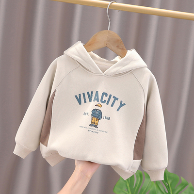 男童加绒加厚卫衣连帽衫