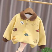 小童宝宝卡通洋气翻领上衣儿童男孩加绒POLO衫 男童卫衣秋冬装 新款