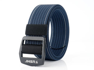 新款战术尼龙帆布腰 带户外多功能日字扣合金编织 舒适简易军绿色