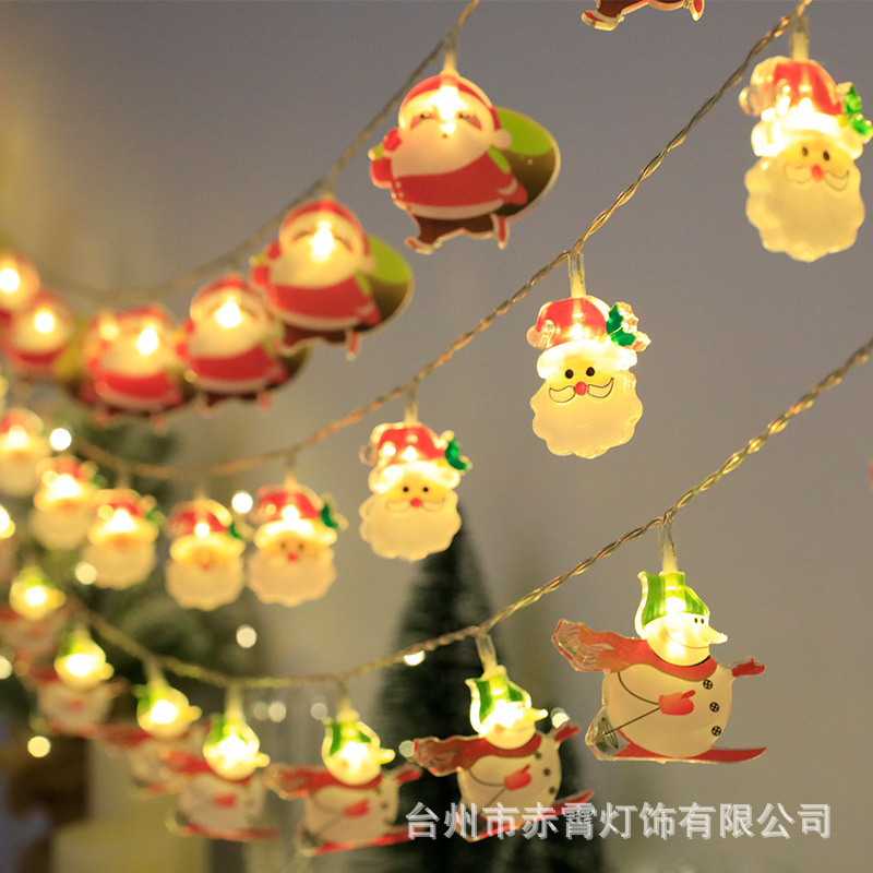 圣诞灯串LED彩灯闪灯串灯满天星挂件彩绘圣诞老人场景氛围装饰灯