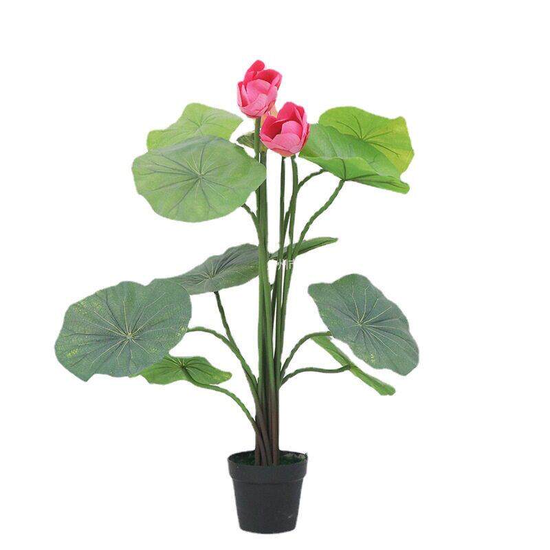 厂家直销仿真植物荷花盆栽仿真荷花莲花绢花仿真客厅摆件绿植