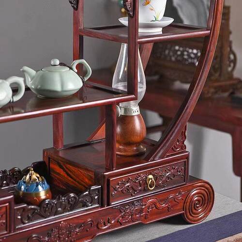 大红酸枝红木小博古架实木中式古典多宝阁置物架茶壶茶具展示架