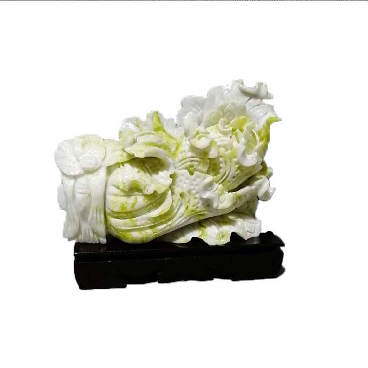 蓝田玉白菜玉器工艺品佰财聚来家庭摆件客厅摆饰品