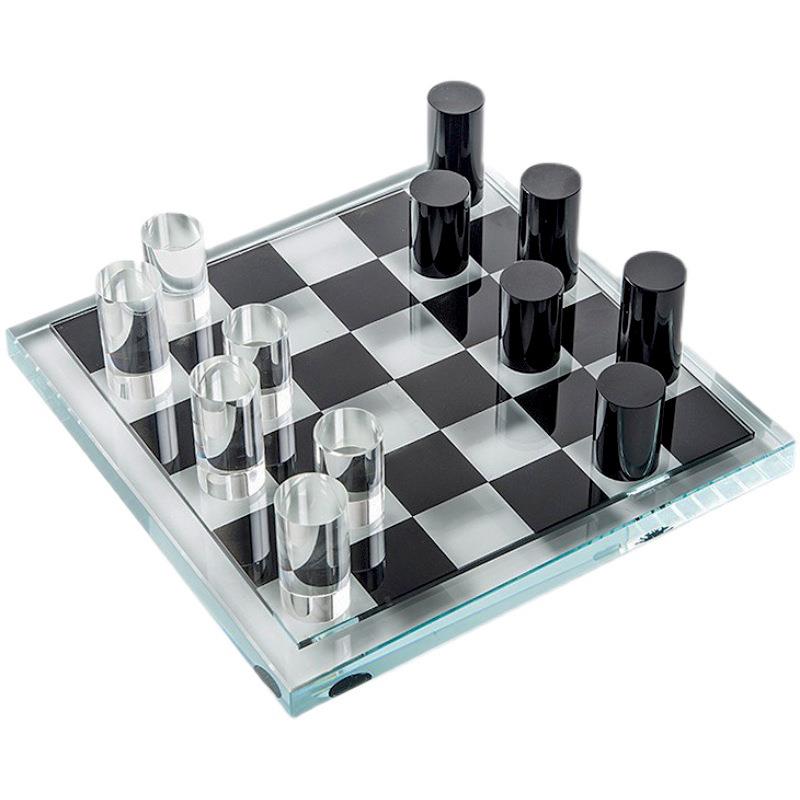 水晶国际象棋棋盘摆件样板间售楼处客厅书房创意艺术轻奢软装饰品