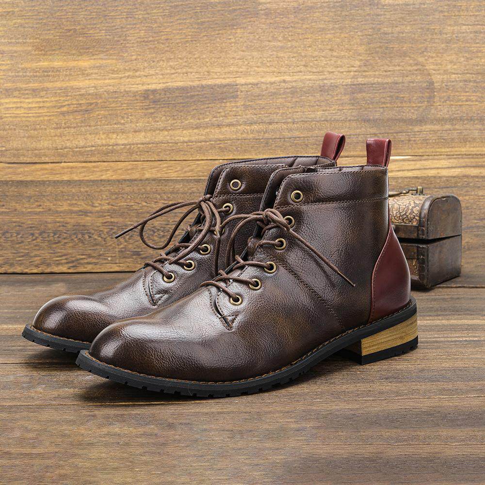 Men's single boots wood root short boots男士单靴木根增高短靴