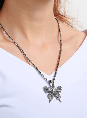 Temperament Chokers Rhinestone Butterfly Women's Necklac