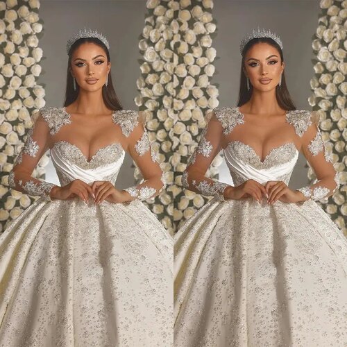 Wedding Dresses Sequined Bridal Ball Gowns Custom Made