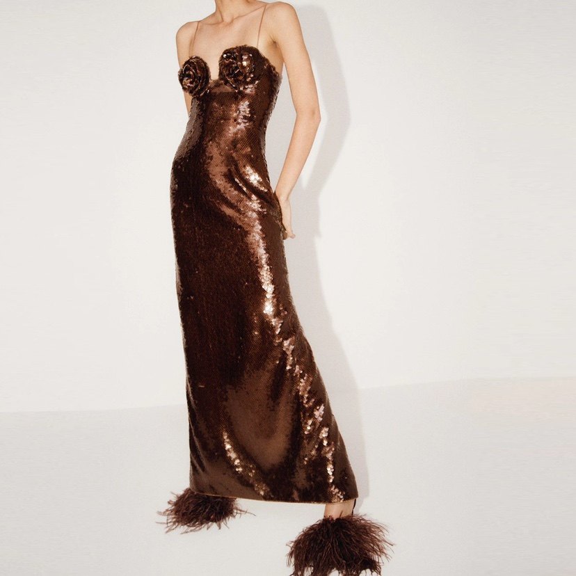 Sequins Slip Party Cocktail Evening Celebrity Long Dress