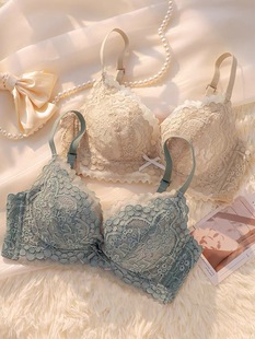 内衣女士聚拢平小胸无钢圈收副乳防下垂调整型性感蕾丝文胸罩套装