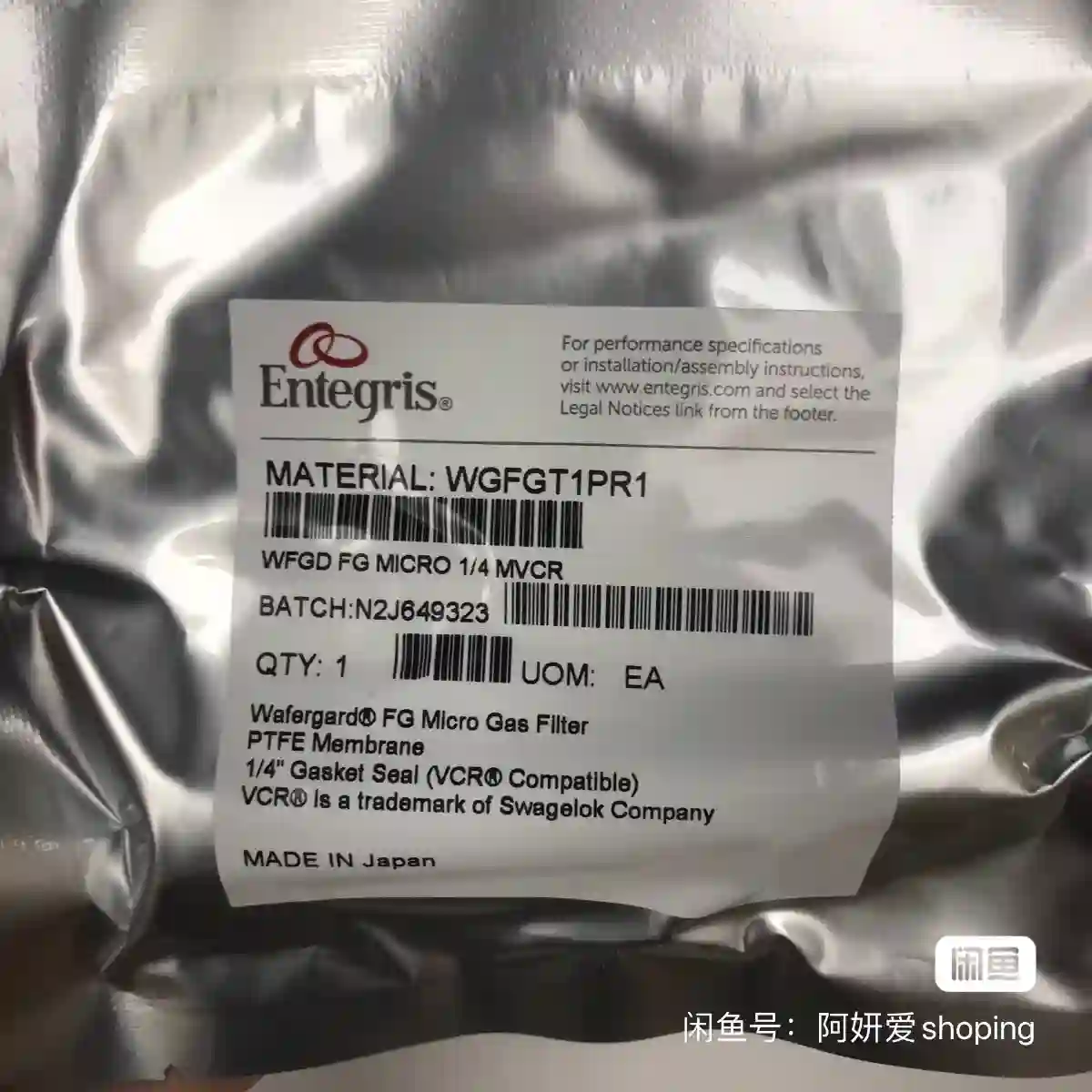 美国Entegris 1/4过滤器WGFGT1PR1全新议价