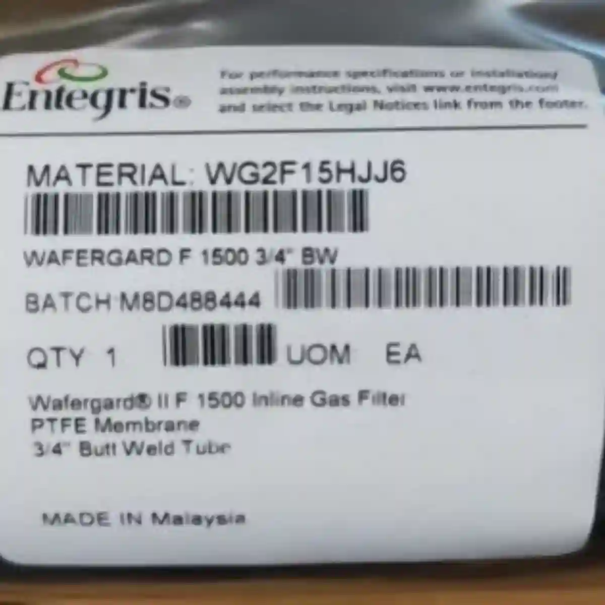 ENTEGRIS英特格WG2F15HJJ6 气体过滤器，议价