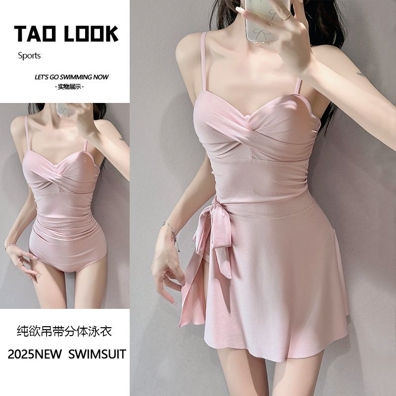 泳衣女连体两件套韩版ins风甜美少女钢托聚拢时尚度假显身材泳装