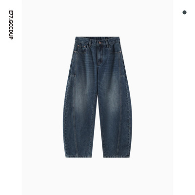 GCCDUPE77『陌上秋』秋季新款时尚复古茧型舒适弯刀牛仔裤