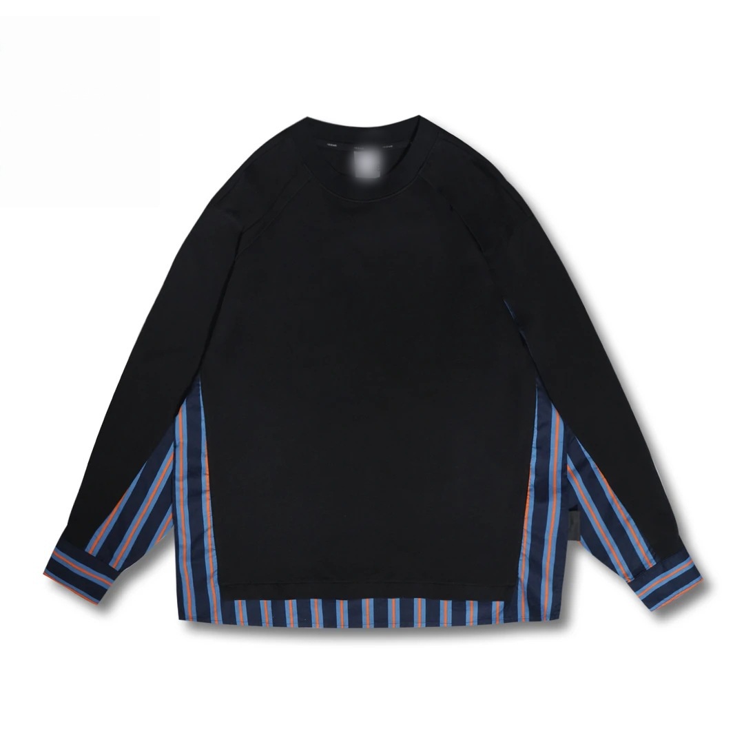 i.tizzue秋季新款长袖百搭圆领拼接宽松卫衣男款极简风