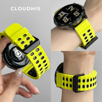 CLOUDHIS适用华为GT5手表表带gt4表海洋双色硅胶表带watch3pro运动透气高级感春夏季新款腕带男女腕带GT2