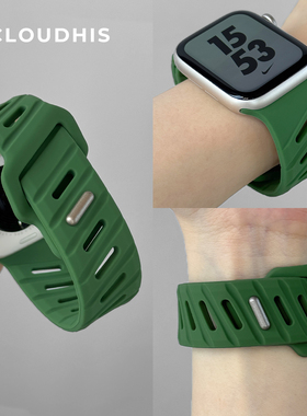 CLoudhis适用applewatch手表表带斜纹春夏季s10苹果高级感创意iwatch男女新款腕带运动透气9硅胶小众Ultra
