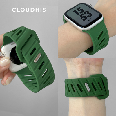 CLoudhis适用applewatch手表表带斜纹春夏季s10苹果高级感创意iwatch男女新款腕带运动透气9硅胶小众Ultra