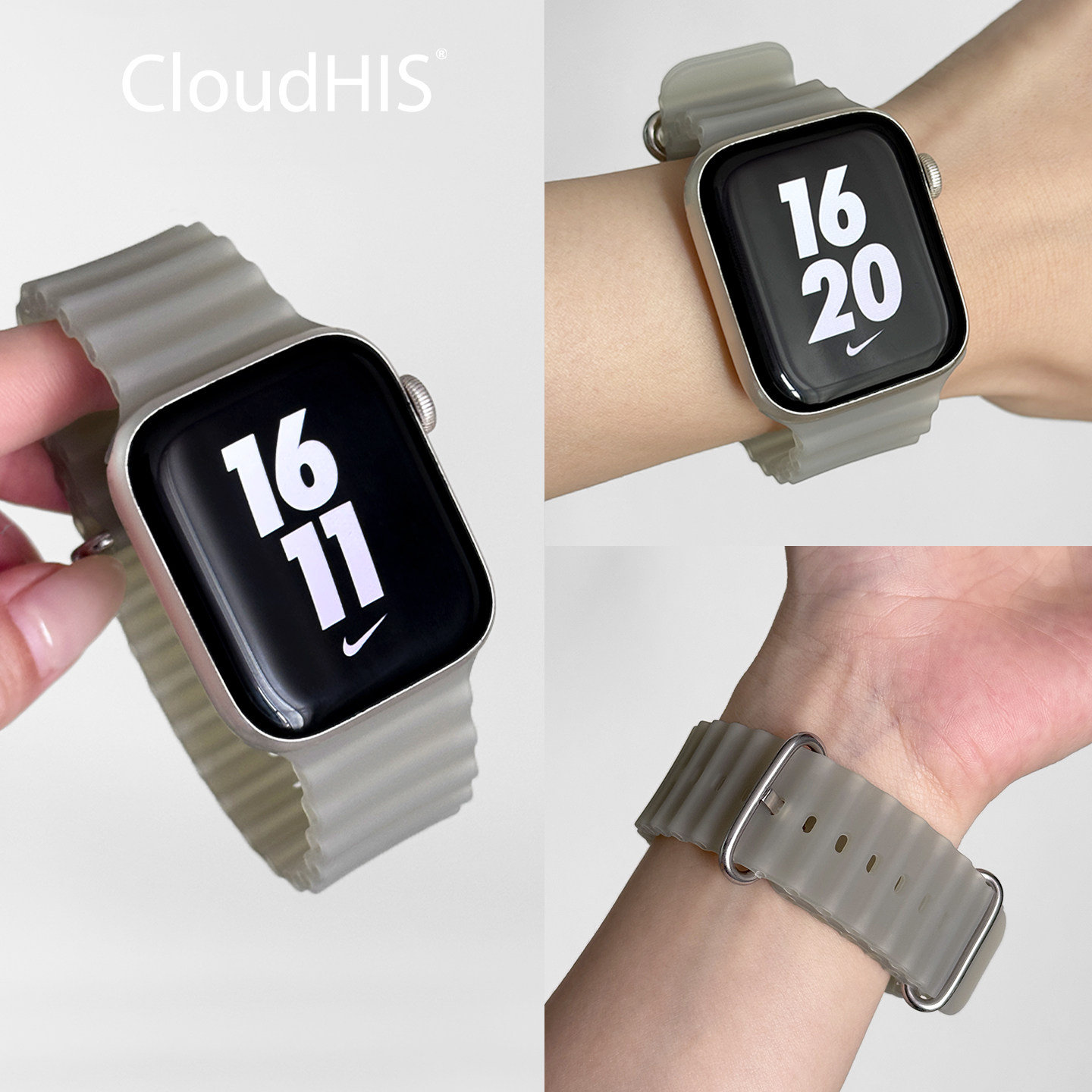 CLOUDHIS适用苹果手表带透气运动